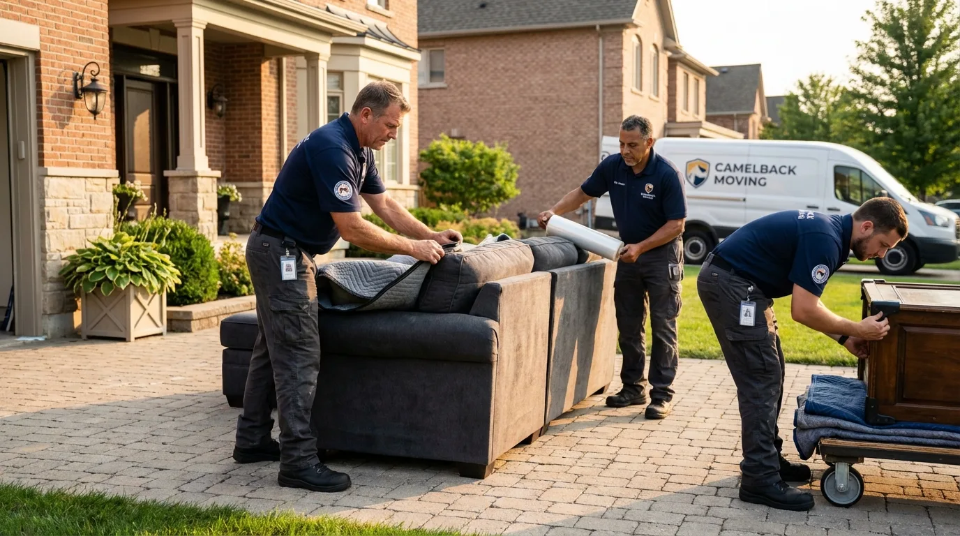 Large estate moving crew wrapping furniture in Tuscola, IL